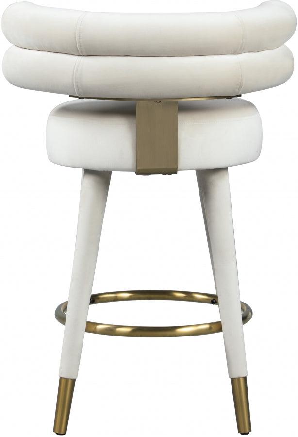 Meridian Furniture - Fitzroy Velvet Counter Stool Set Of 2 In Cream - 798Cream-C - ATL FURNITURE