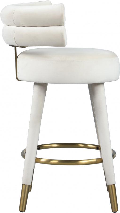 Meridian Furniture - Fitzroy Velvet Counter Stool Set Of 2 In Cream - 798Cream-C - ATL FURNITURE