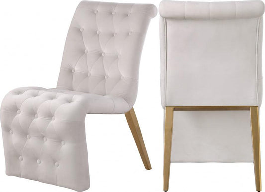 Curve Velvet Dining Chair Set Of 2 In Cream - 920Cream-C - ATL FURNITURE