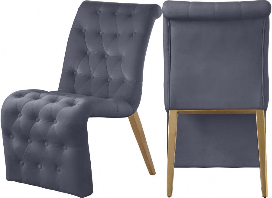 Curve Velvet Dining Chair Set Of 2 In Grey - 920Grey-C - ATL FURNITURE