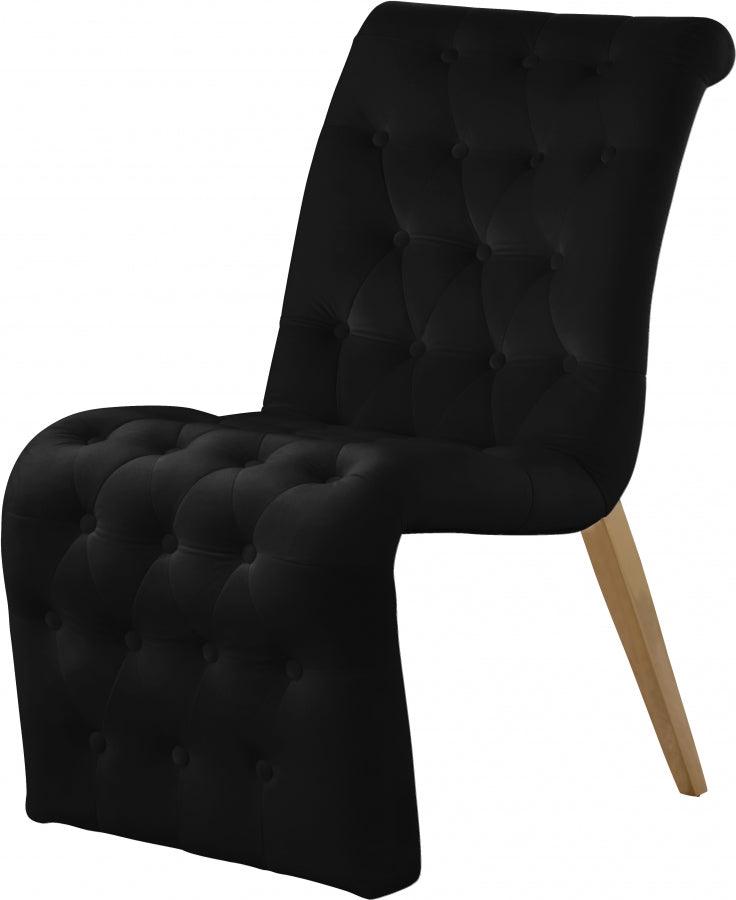 Curve Velvet Dining Chair Set Of 2 In Black - 920Black-C - ATL FURNITURE