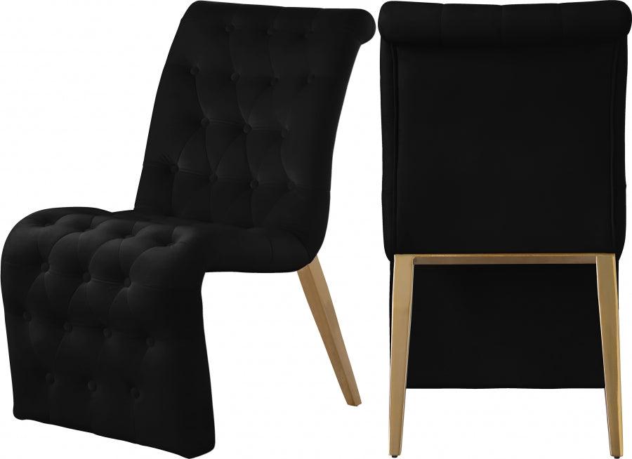 Curve Velvet Dining Chair Set Of 2 In Black - 920Black-C - ATL FURNITURE