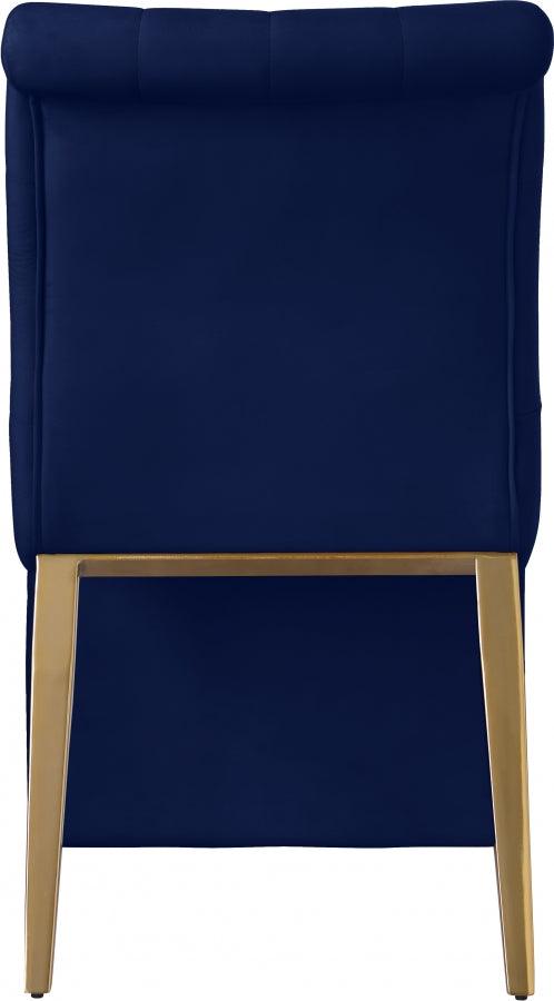 Curve Velvet Dining Chair Set Of 2 In Navy - 920Navy-C - ATL FURNITURE