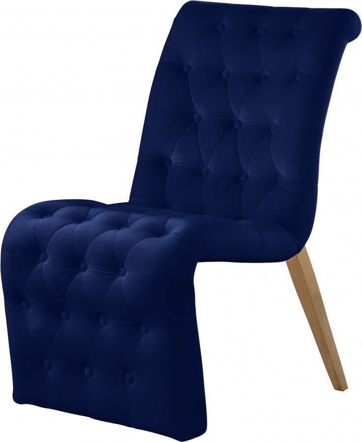 Curve Velvet Dining Chair Set Of 2 In Navy - 920Navy-C - ATL FURNITURE