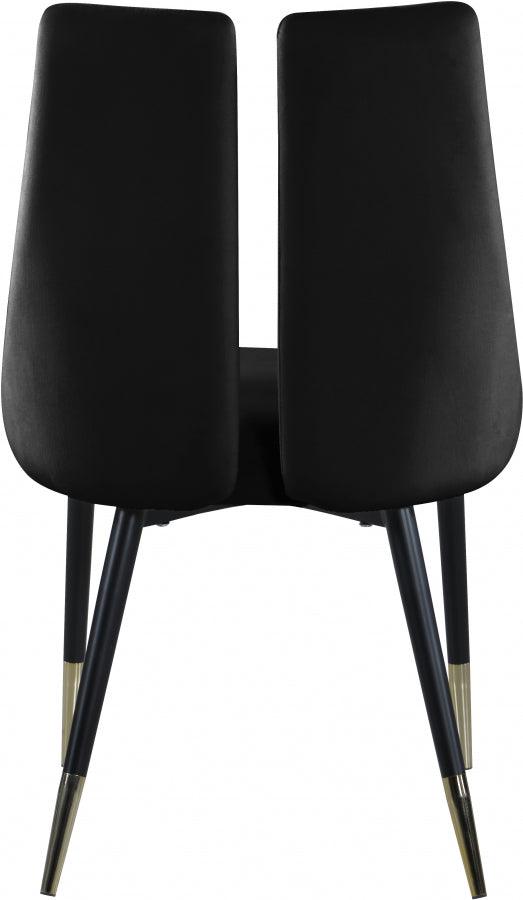 Meridian Furniture - Sleek Velvet Dining Chair Set Of 2 In Black - 944Black-C - ATL FURNITURE