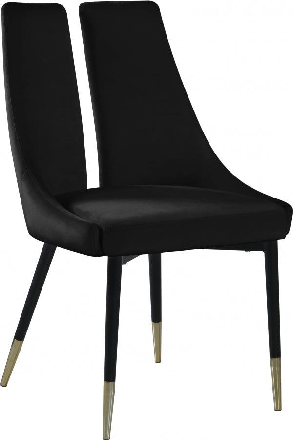 Meridian Furniture - Sleek Velvet Dining Chair Set Of 2 In Black - 944Black-C - ATL FURNITURE