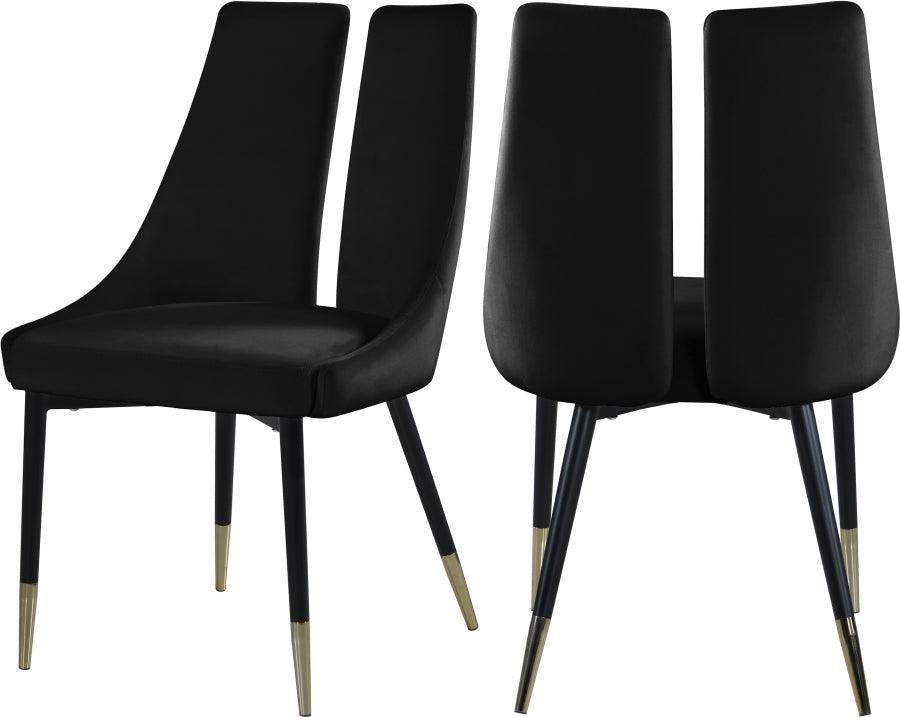 Meridian Furniture - Sleek Velvet Dining Chair Set Of 2 In Black - 944Black-C - ATL FURNITURE