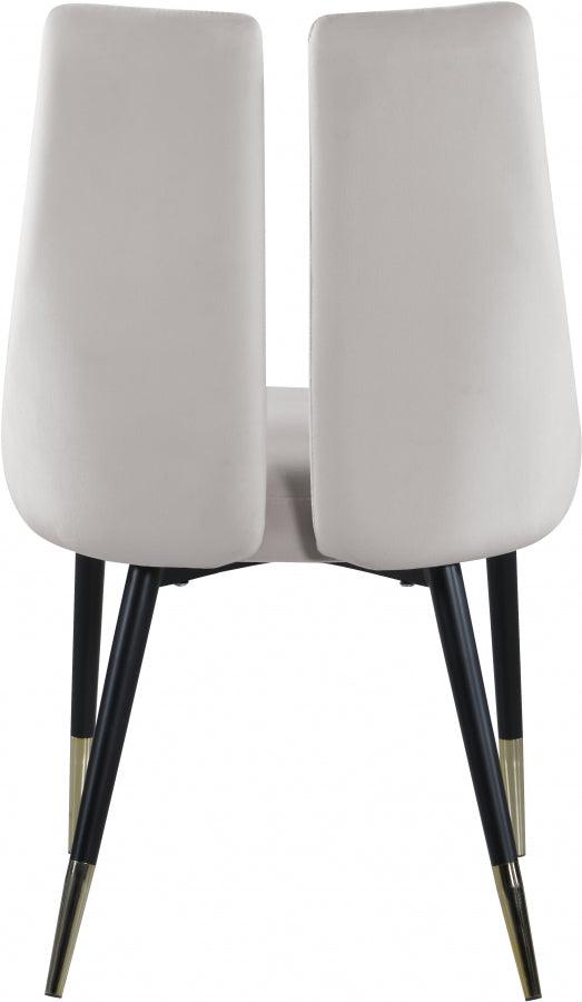 Meridian Furniture - Sleek Velvet Dining Chair Set Of 2 In Cream - 944Cream-C - ATL FURNITURE