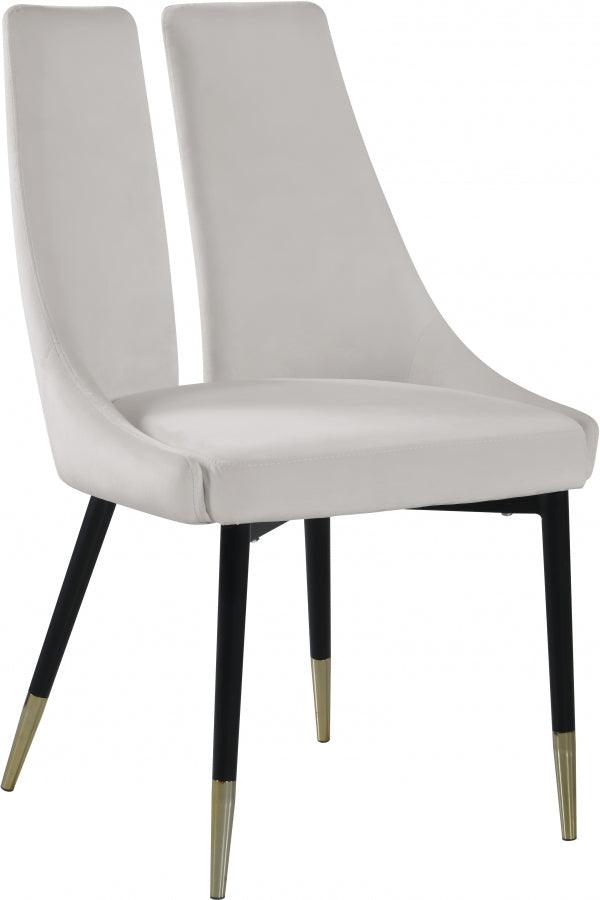 Meridian Furniture - Sleek Velvet Dining Chair Set Of 2 In Cream - 944Cream-C - ATL FURNITURE