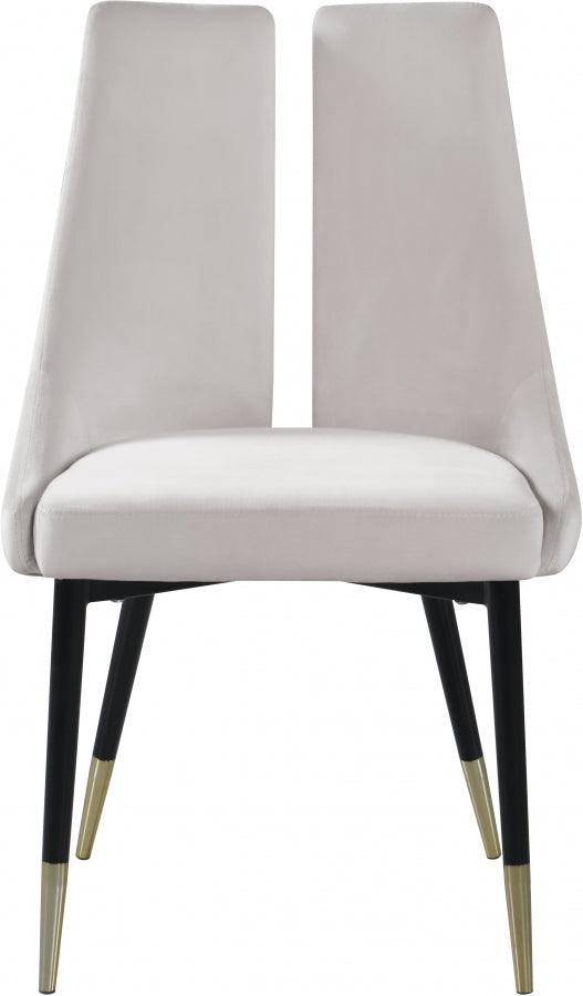 Meridian Furniture - Sleek Velvet Dining Chair Set Of 2 In Cream - 944Cream-C - ATL FURNITURE