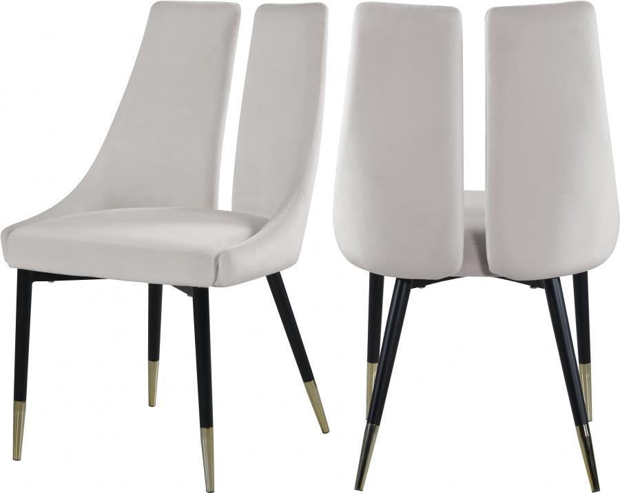 Meridian Furniture - Sleek Velvet Dining Chair Set Of 2 In Cream - 944Cream-C - ATL FURNITURE