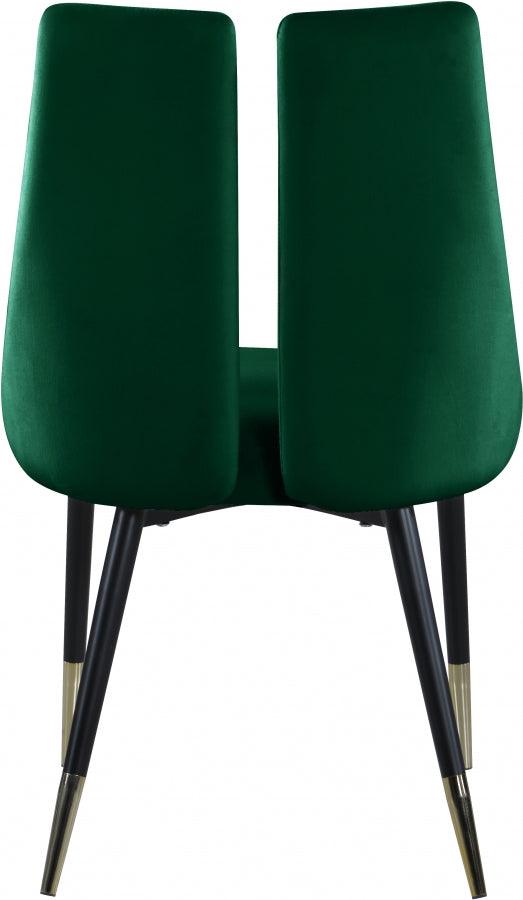 Meridian Furniture - Sleek Velvet Dining Chair Set Of 2 In Green - 944Green-C - ATL FURNITURE