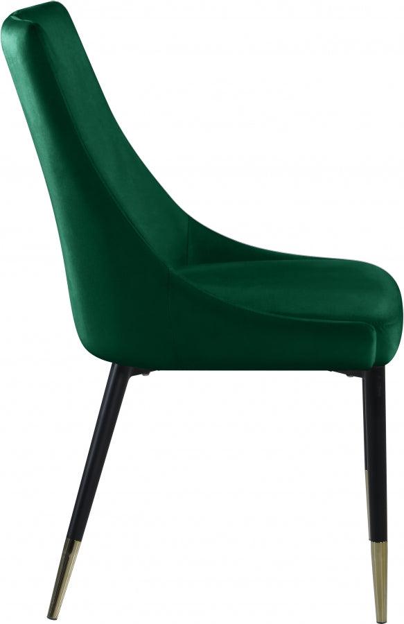 Meridian Furniture - Sleek Velvet Dining Chair Set Of 2 In Green - 944Green-C - ATL FURNITURE