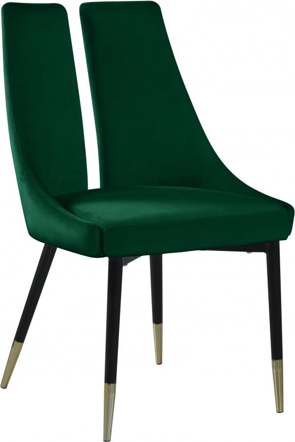 Meridian Furniture - Sleek Velvet Dining Chair Set Of 2 In Green - 944Green-C - ATL FURNITURE