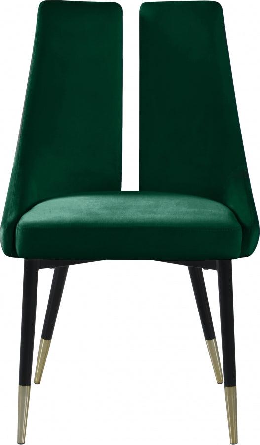 Meridian Furniture - Sleek Velvet Dining Chair Set Of 2 In Green - 944Green-C - ATL FURNITURE