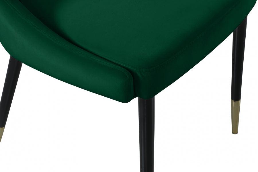 Meridian Furniture - Sleek Velvet Dining Chair Set Of 2 In Green - 944Green-C - ATL FURNITURE