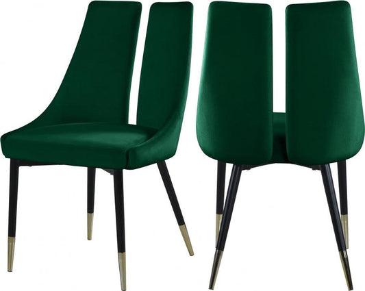 Meridian Furniture - Sleek Velvet Dining Chair Set Of 2 In Green - 944Green-C - ATL FURNITURE