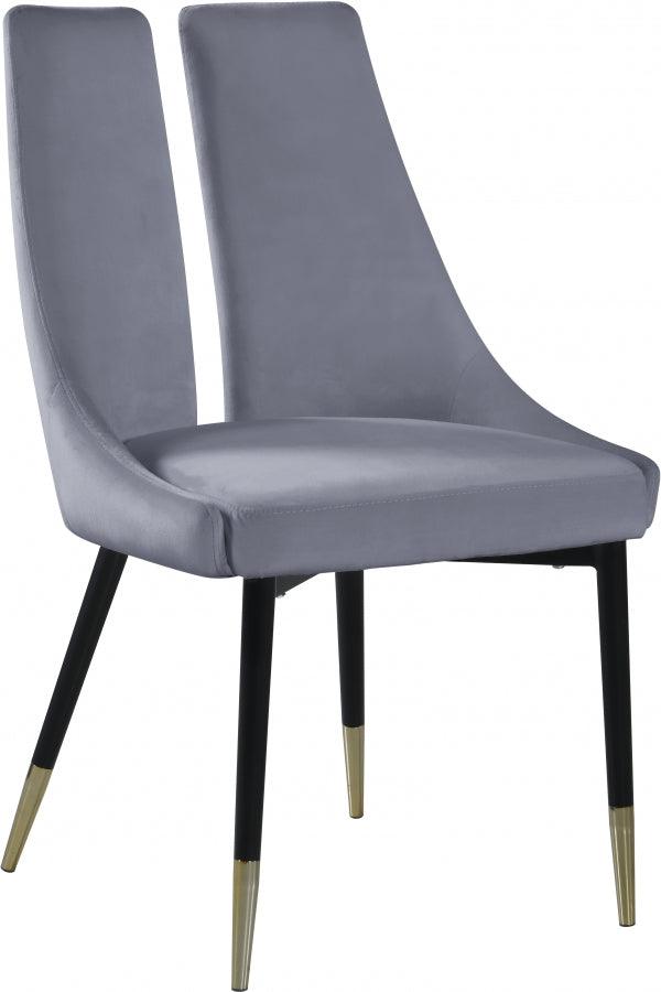 Meridian Furniture - Sleek Velvet Dining Chair Set Of 2 In Grey - 944Grey-C - ATL FURNITURE