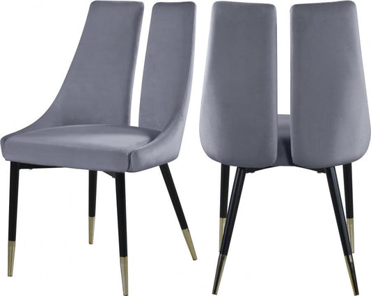 Meridian Furniture - Sleek Velvet Dining Chair Set Of 2 In Grey - 944Grey-C - ATL FURNITURE