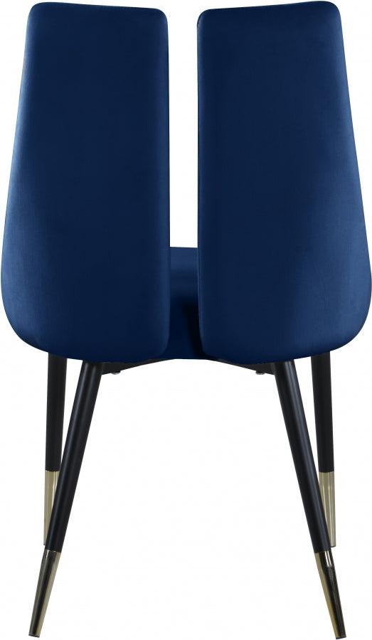 Meridian Furniture - Sleek Velvet Dining Chair Set Of 2 In Navy - 944Navy-C - ATL FURNITURE