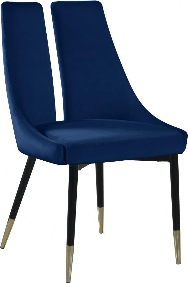 Meridian Furniture - Sleek Velvet Dining Chair Set Of 2 In Navy - 944Navy-C - ATL FURNITURE