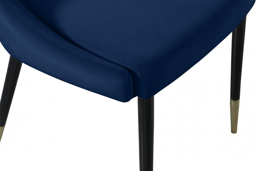 Meridian Furniture - Sleek Velvet Dining Chair Set Of 2 In Navy - 944Navy-C - ATL FURNITURE