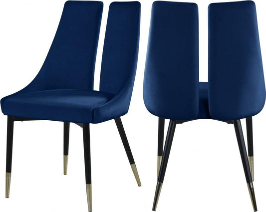 Meridian Furniture - Sleek Velvet Dining Chair Set Of 2 In Navy - 944Navy-C - ATL FURNITURE