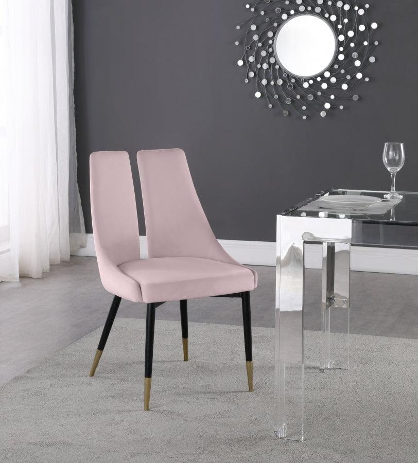 Meridian Furniture - Sleek Velvet Dining Chair Set Of 2 In Pink - 944Pink-C - ATL FURNITURE