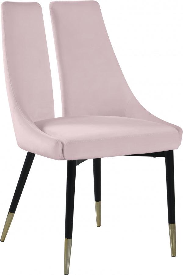 Meridian Furniture - Sleek Velvet Dining Chair Set Of 2 In Pink - 944Pink-C - ATL FURNITURE