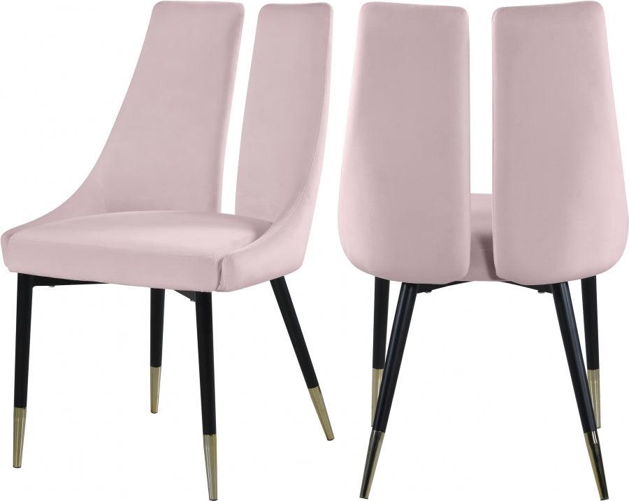 Meridian Furniture - Sleek Velvet Dining Chair Set Of 2 In Pink - 944Pink-C - ATL FURNITURE