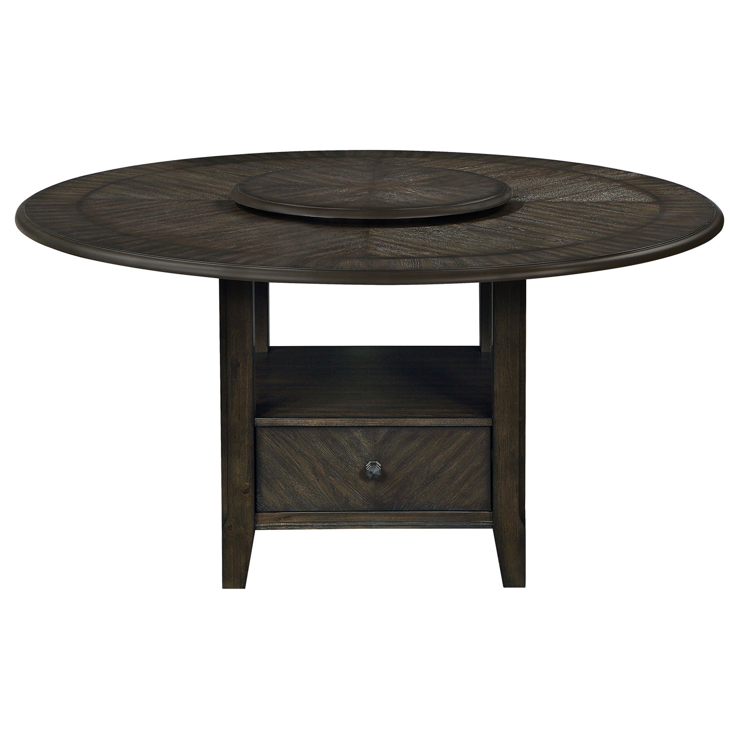 Twyla Round 60-inch Dining Table with Lazy Susan Dark Cocoa