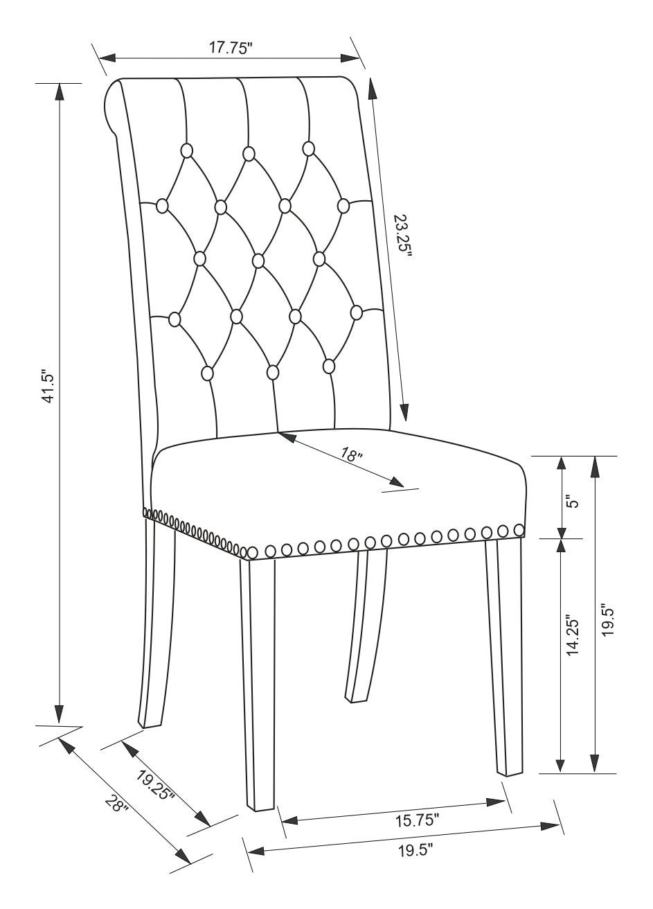 Alana Fabric Upholstered Dining Side Chair Grey (Set of 2)