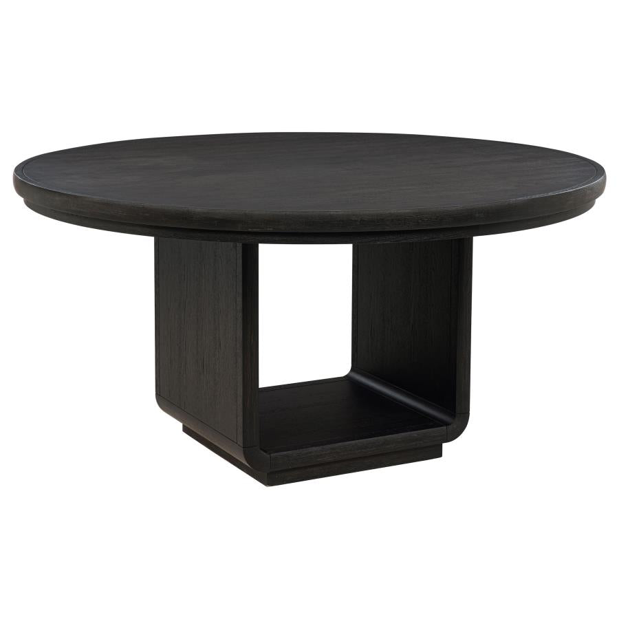 Leandro 5-Piece Round Dining Table Set Burnished Black