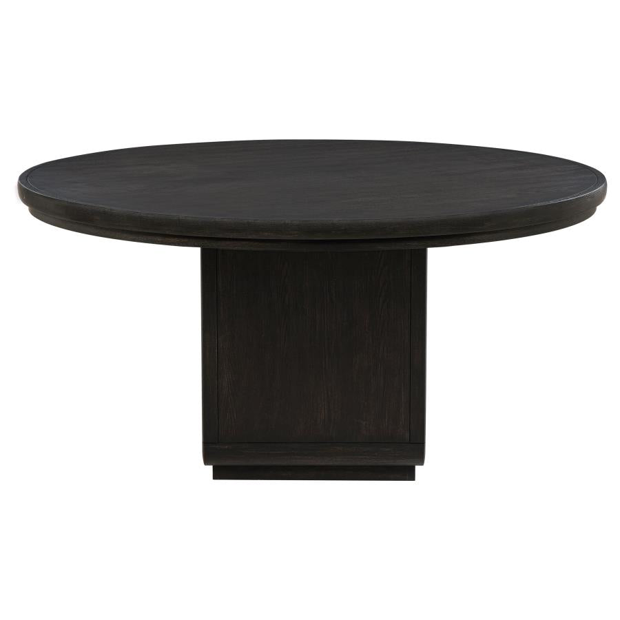 Leandro 7-Piece Round Dining Table Set Burnished Black