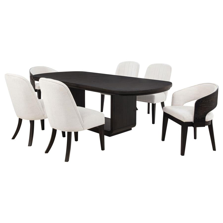 Leandro 7-Piece Rectangular Dining Table Set Burnished Black