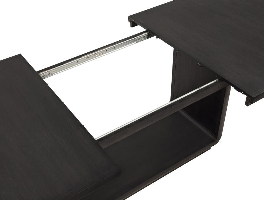 Leandro 7-Piece Rectangular Dining Table Set Burnished Black