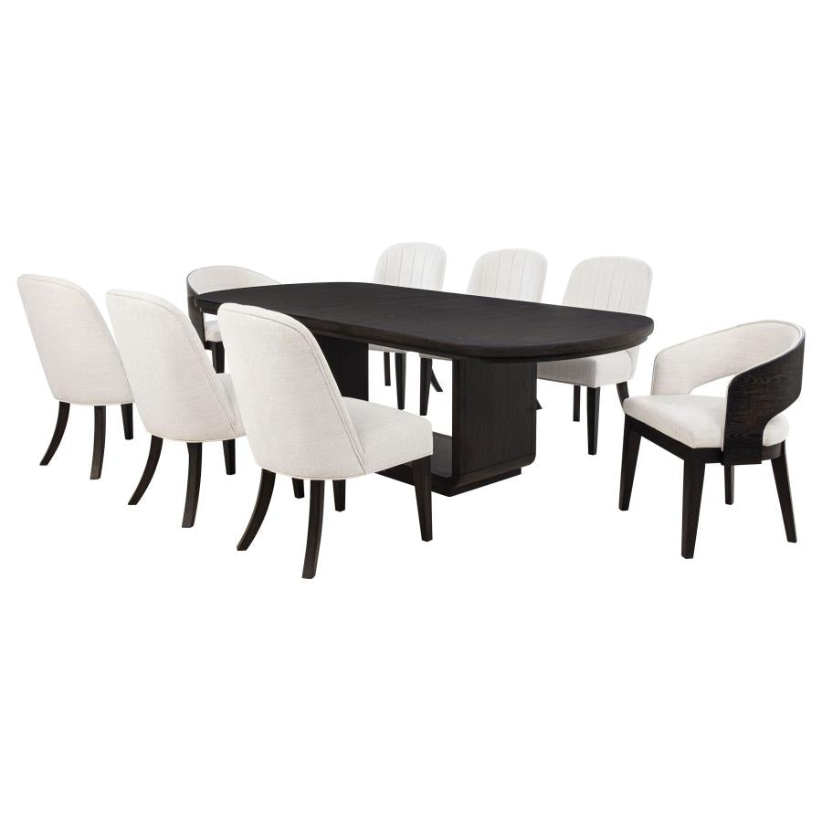 Leandro 9-Piece Rectangular Dining Table Set Burnished Black