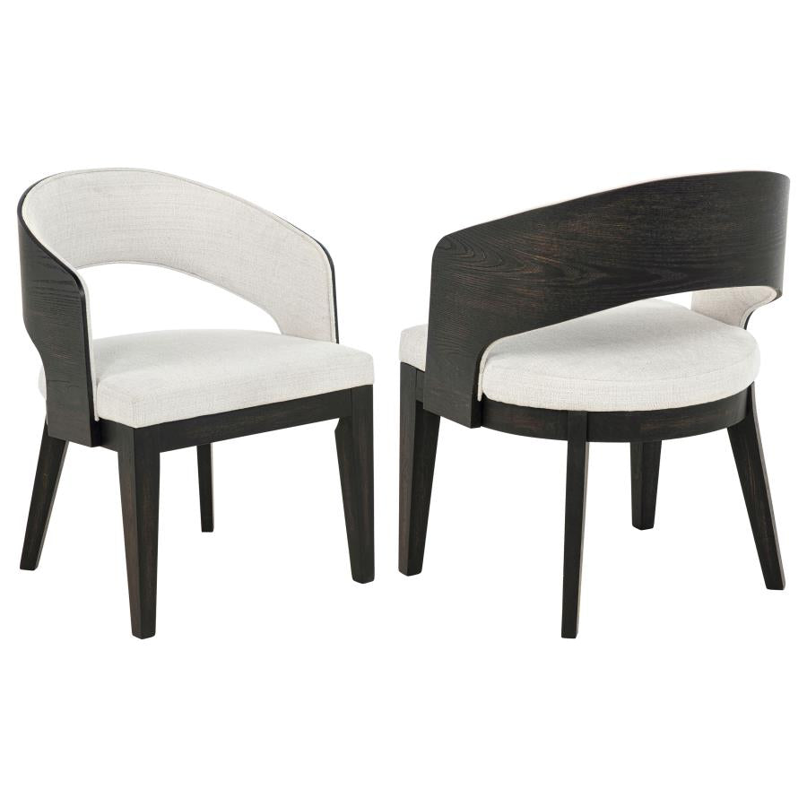 Leandro Upholstered Dining Arm Chair Cream (Set Of 2)
