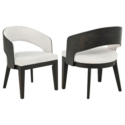 Leandro Upholstered Dining Arm Chair Cream (Set Of 2)