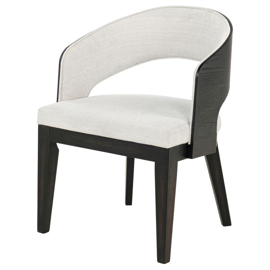 Leandro Upholstered Dining Arm Chair Cream (Set Of 2)
