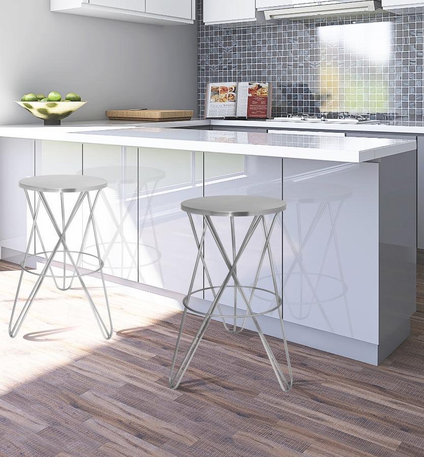 Meridian Furniture - Mercury Counter Stool Set Of 2 In Silver - 947Silver - ATL FURNITURE
