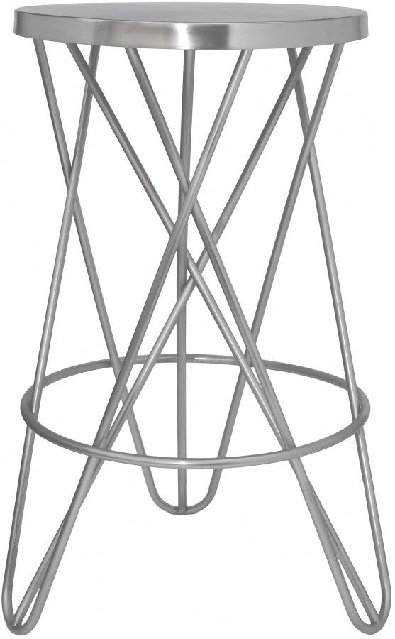 Meridian Furniture - Mercury Counter Stool Set Of 2 In Silver - 947Silver - ATL FURNITURE