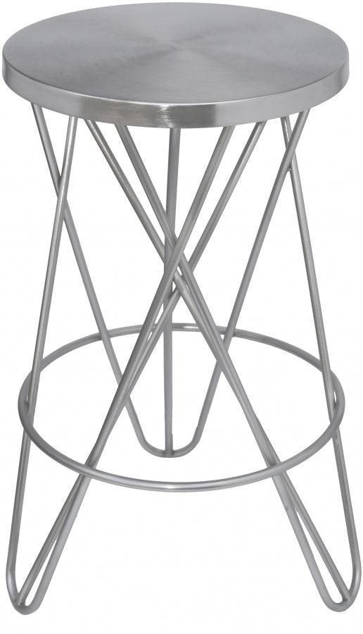 Meridian Furniture - Mercury Counter Stool Set Of 2 In Silver - 947Silver - ATL FURNITURE