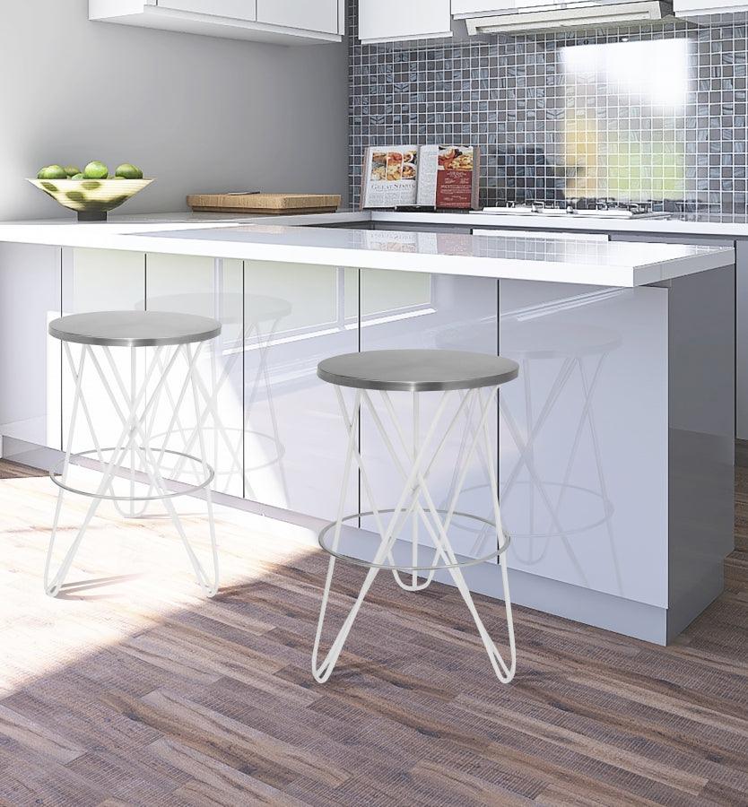 Meridian Furniture - Mercury Counter Stool Set Of 2 In White - 947White - ATL FURNITURE