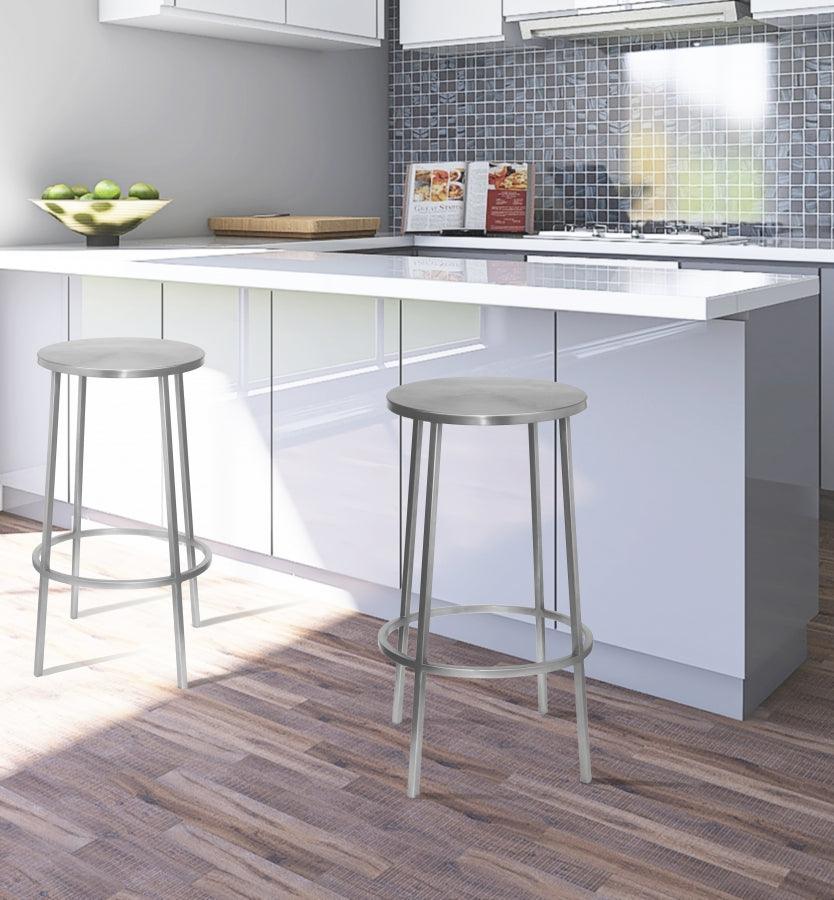 Meridian Furniture - Tyson Counter Stool Set Of 2 In Silver - 949Silver - ATL FURNITURE