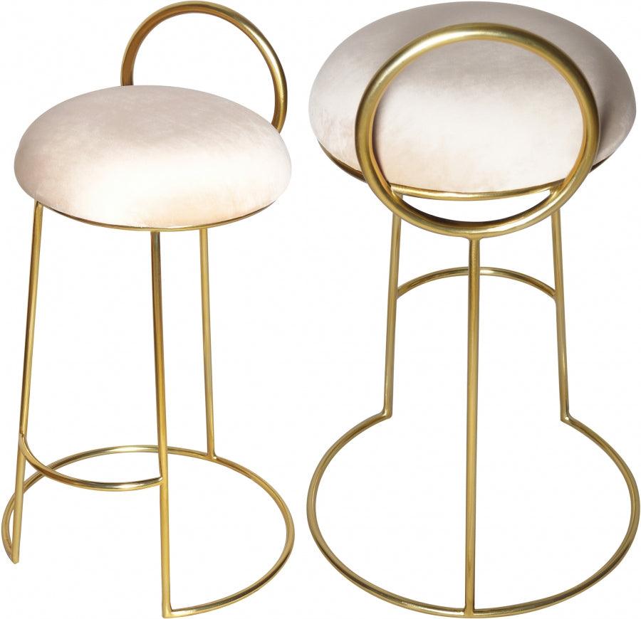 Meridian Furniture - Ring Velvet Counter Stool Set Of 2 In Cream - 951Cream-C - ATL FURNITURE