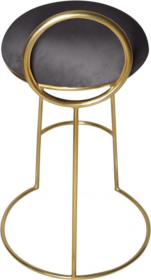 Meridian Furniture - Ring Velvet Counter Stool Set Of 2 In Grey - 951Grey-C - ATL FURNITURE