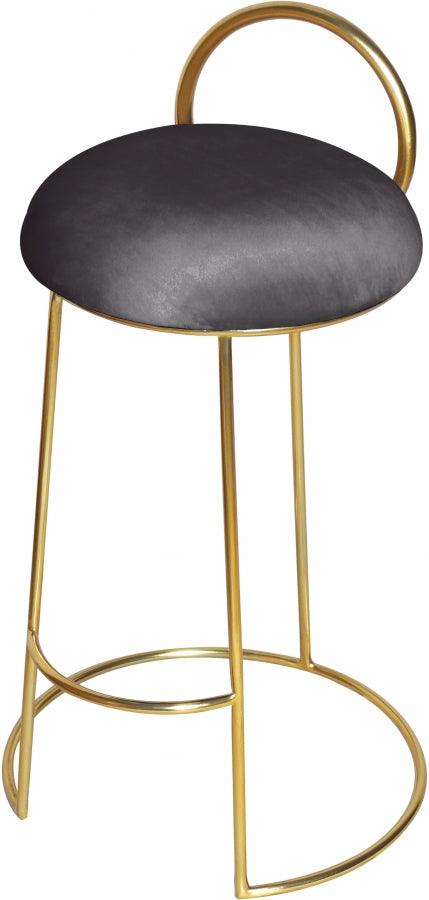 Meridian Furniture - Ring Velvet Counter Stool Set Of 2 In Grey - 951Grey-C - ATL FURNITURE