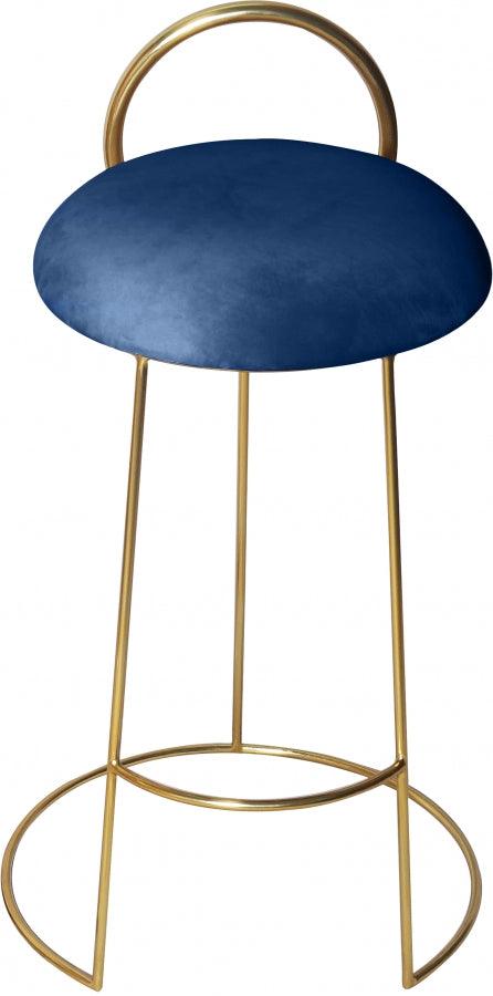 Meridian Furniture - Ring Velvet Counter Stool Set Of 2 In Navy - 951Navy-C - ATL FURNITURE