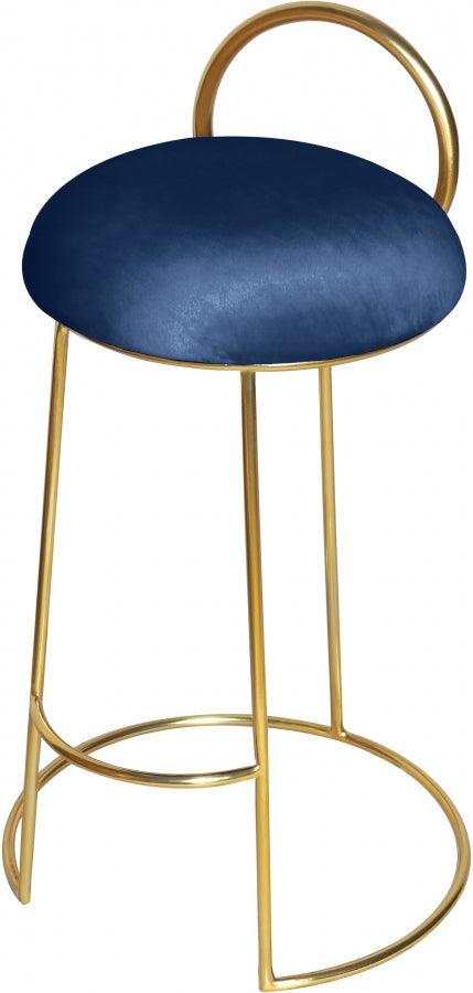 Meridian Furniture - Ring Velvet Counter Stool Set Of 2 In Navy - 951Navy-C - ATL FURNITURE